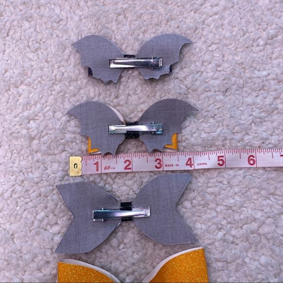Halloween Orange and Black Bows Lot of 5 - Picture 4 of 8